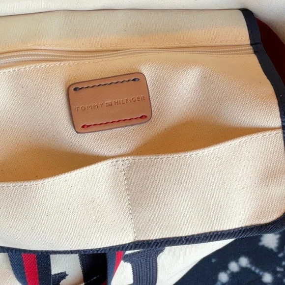 Tommy Hilfiger Blue/Red/Cream Canvas Tote, NWT - Picture 12 of 16